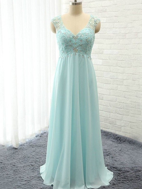 Sweetheart A-Line/Princess Beading Sleeveless Floor-Length Chiffon Bridesmaid Dresses