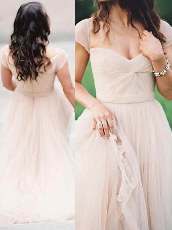 Floor-Length Sleeveless A-Line/Princess Sweetheart Ruched Chiffon Dresses