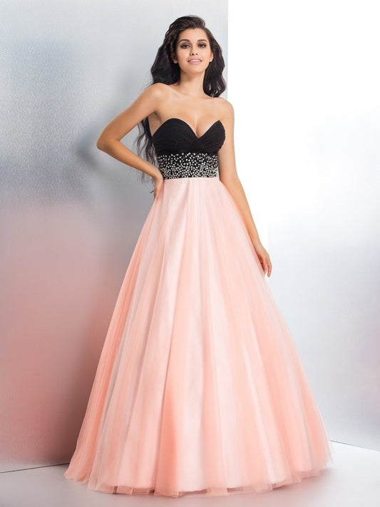 Sleeveless Beading Ball Long Sweetheart Gown Satin Quinceanera Dresses