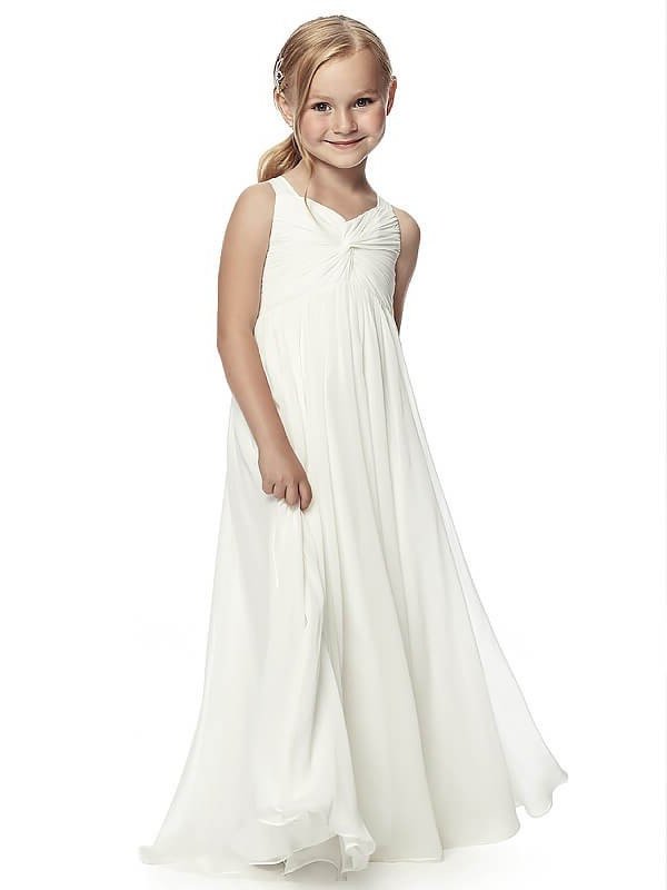 A-Line/Princess Straps Ruched Floor-Length Sleeveless Chiffon Flower Girl Dresses