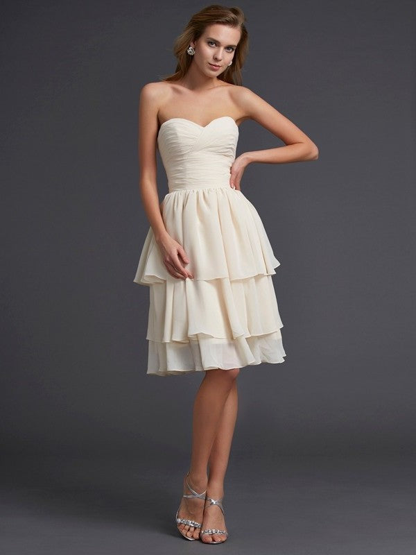 Sweetheart Sheath/Column Short Sleeveless Chiffon Bridesmaid Dresses