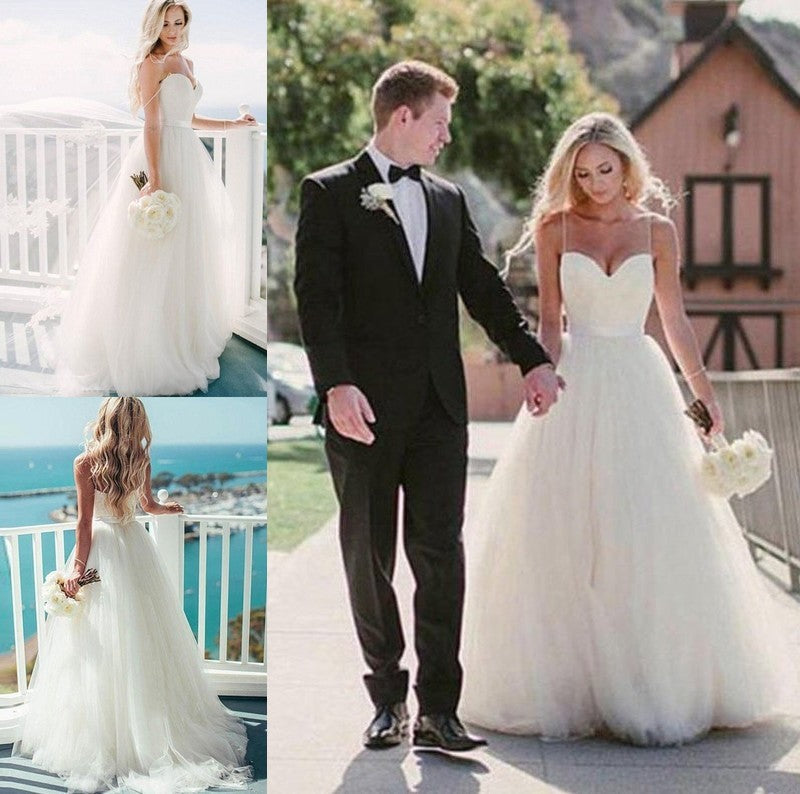 Train Sweep/Brush Sleeveless Ball Sweetheart Gown Tulle Wedding Dresses