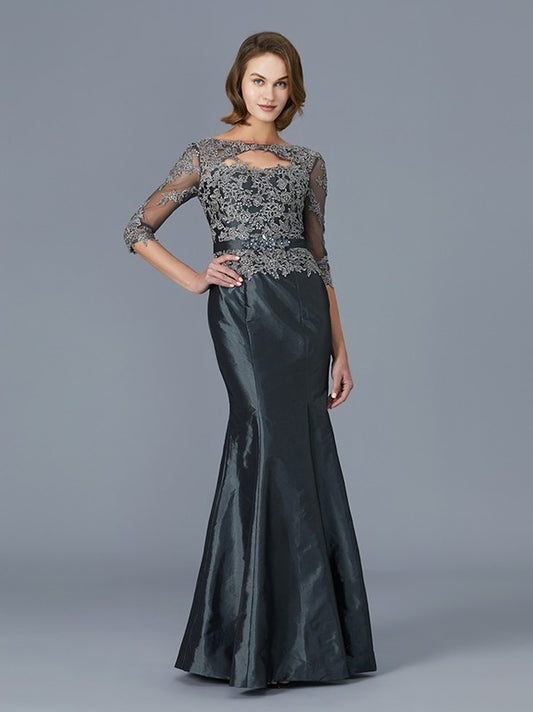 Mother Applique Trumpet/Mermaid 3/4 Taffeta Sleeves Scoop Floor-Length of the Bride Dresses