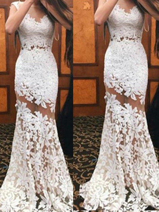 Sleeveless Trumpet/Mermaid Sweep/Brush Scoop Train Lace Dresses