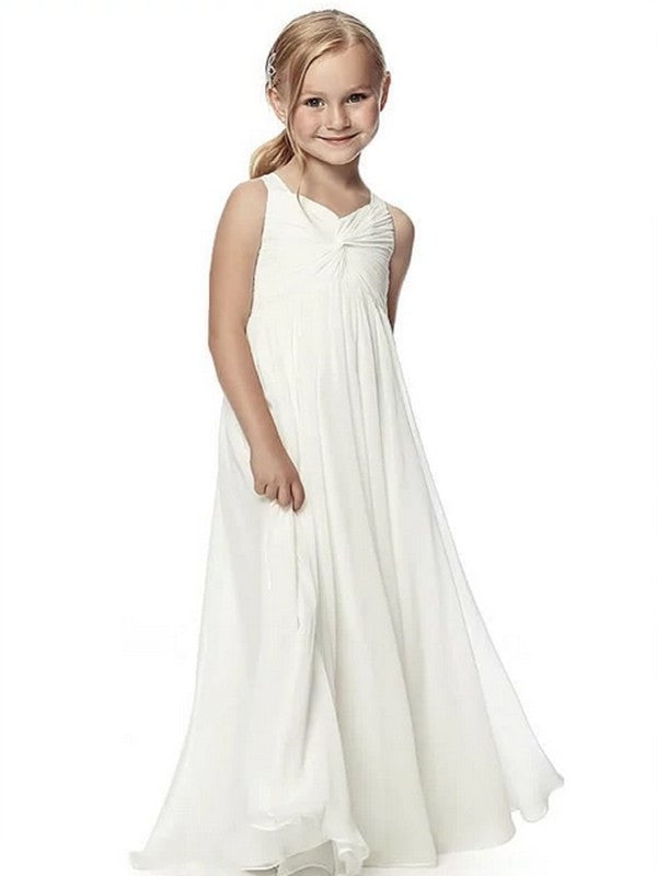 Ruffles Sleeveless Floor-Length A-Line/Princess Scoop Chiffon Flower Girl Dresses