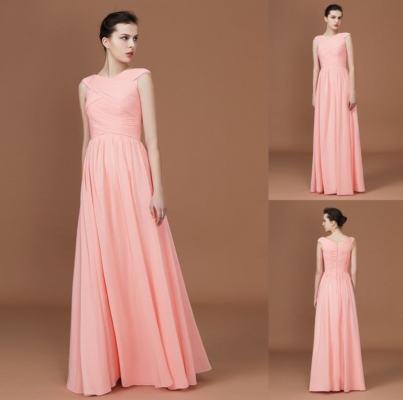 V-neck Sleeveless Floor-Length A-Line/Princess Chiffon Bridesmaid Dress