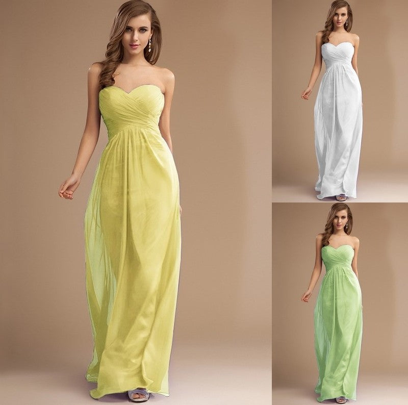 Sweetheart Long Beading Sleeveless Ruffles Sheath/Column Chiffon Bridesmaid Dresses