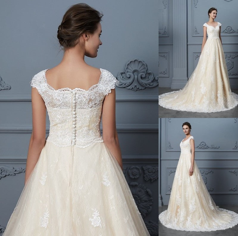 Sweetheart Gown Ball Court Sleeveless Train Beading Lace Wedding Dresses