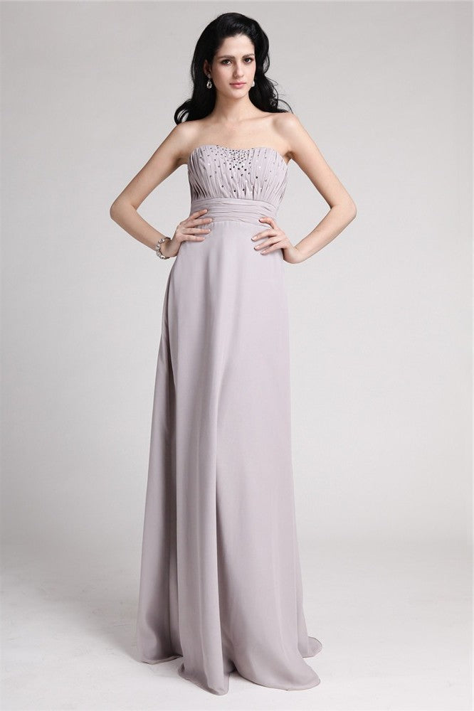 Strapless Beading of Chiffon Pleats Sleeveless Sheath/Column Mother the Bride Dresses