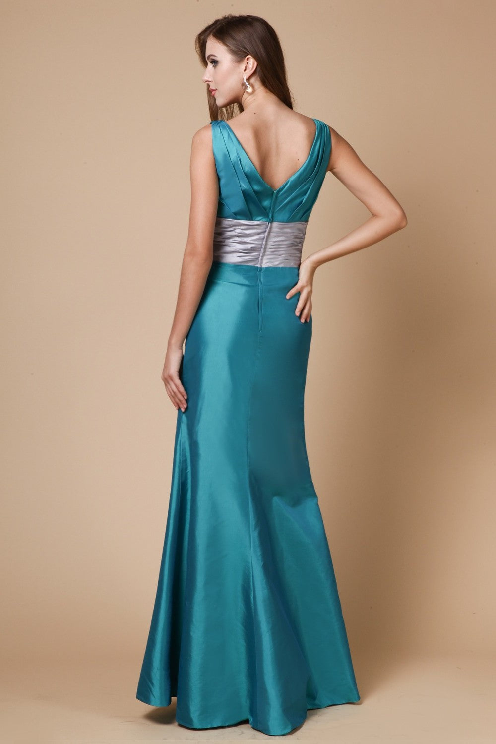 V-Neck Sash/Ribbon/Belt Sheath/Column Sleeveless Taffeta Bridesmaid Dresses