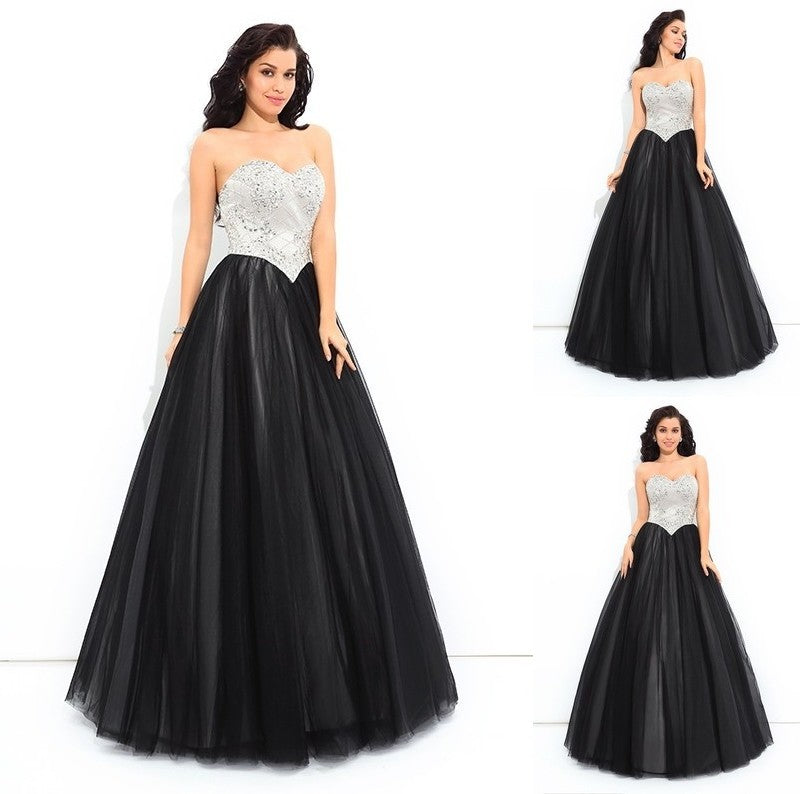 Sleeveless Gown Ball Paillette Sweetheart Long Net Quinceanera Dresses