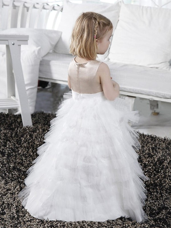 Scoop Sleeveless Tulle Bowknot Long A-line/Princess Flower Girl Dresses