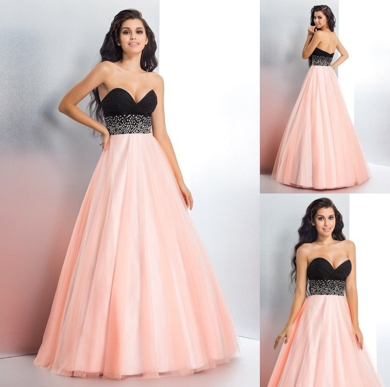 Sleeveless Beading Ball Long Sweetheart Gown Satin Quinceanera Dresses