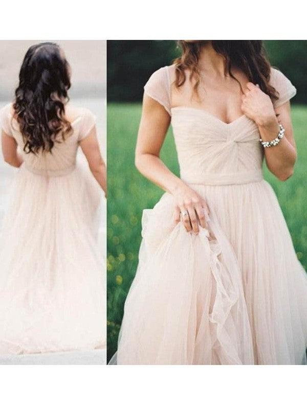 Floor-Length Sleeveless A-Line/Princess Sweetheart Ruched Chiffon Dresses