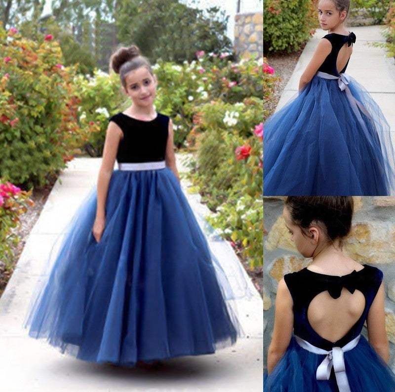 A-Line/Princess Sash/Ribbon/Belt Ankle-Length Scoop Sleeveless Tulle Flower Girl Dresses