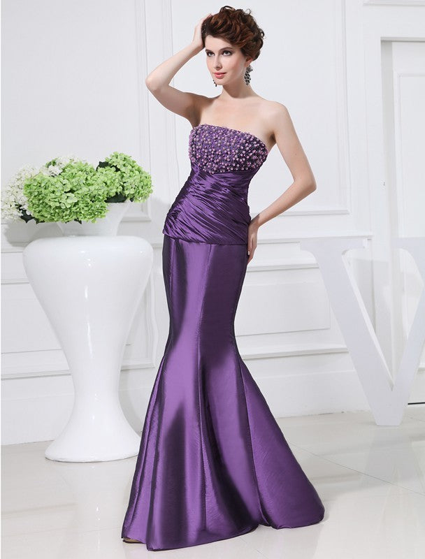 Taffeta Long Mother of Sleeveless Beading Trumpet/Mermaid Strapless the Bride Dresses