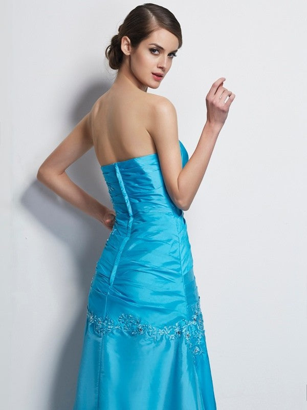 Taffeta Mother A-Line/Princess Sweetheart Sleeveless Applique Long of the Bride Dresses