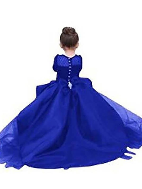 Train Sweep/Brush Sash/Ribbon/Belt Sleeves Ball Gown Satin Scoop Long Flower Girl Dresses