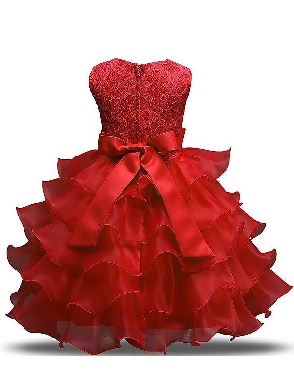 Ball Ruffles Gown Sleeveless Tea-Length Scoop Organza Flower Girl Dresses