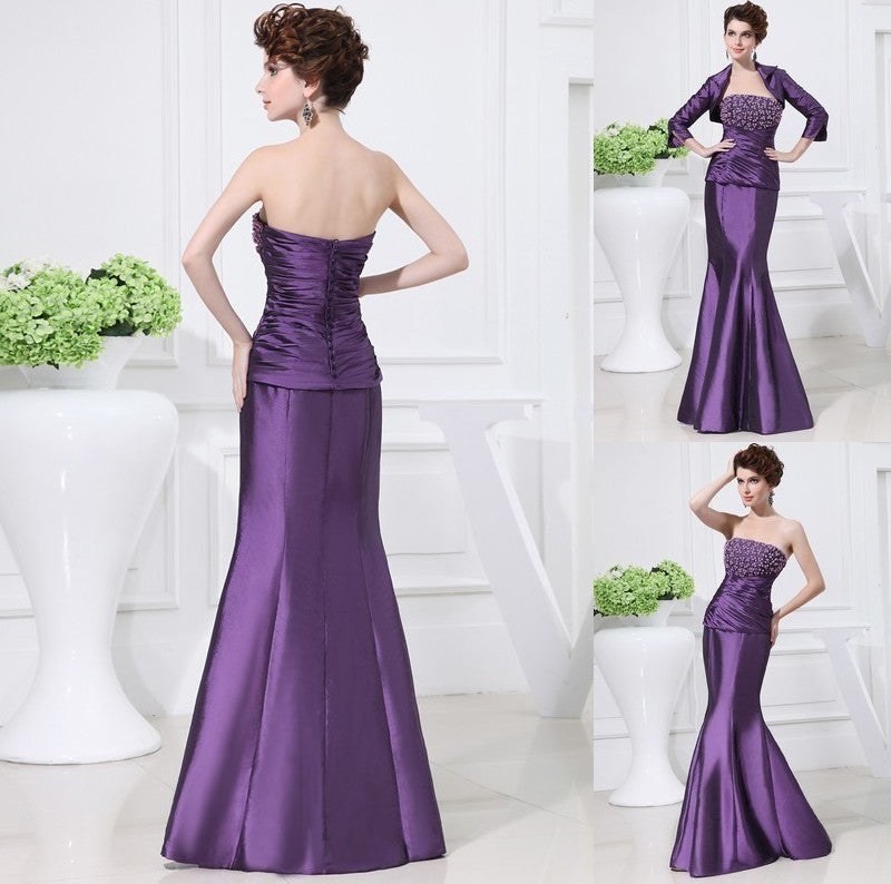 Taffeta Long Mother of Sleeveless Beading Trumpet/Mermaid Strapless the Bride Dresses