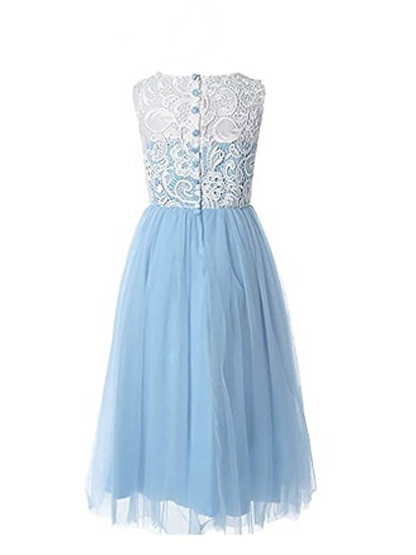 Tulle Ankle-Length Lace Jewel A-Line/Princess Sleeveless Flower Girl Dresses