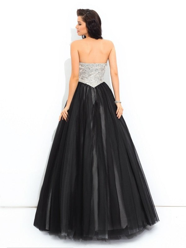 Sleeveless Gown Ball Paillette Sweetheart Long Net Quinceanera Dresses