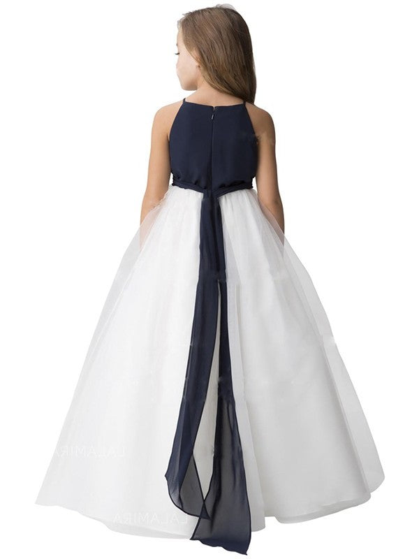 Sash/Ribbon/Belt A-Line/Princess Scoop Sleeveless Tulle Floor-Length Flower Girl Dresses