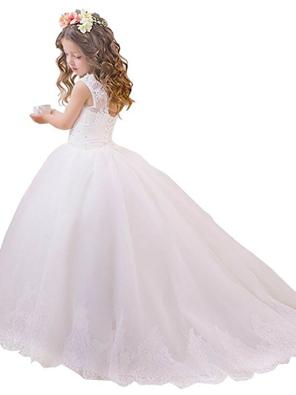 Scoop Sleeveless Floor-Length Ball Tulle Gown Flower Girl Dresses