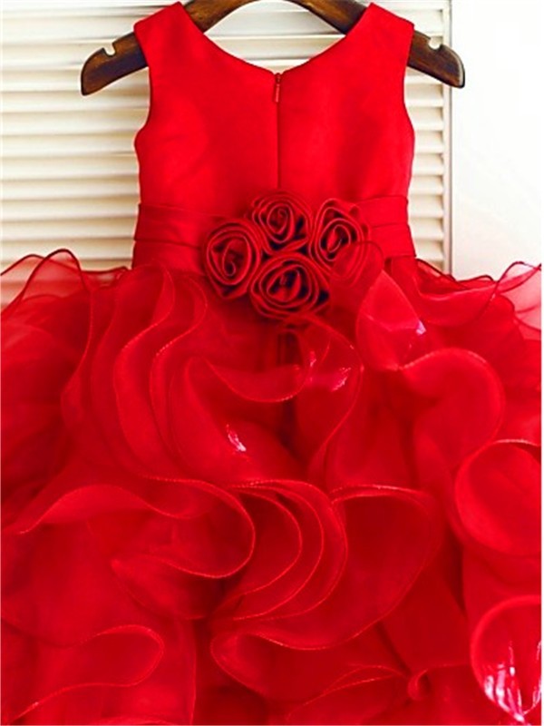 Ball Ankle-Length Organza Layers Scoop Gown Sleeveless Flower Girl Dresses