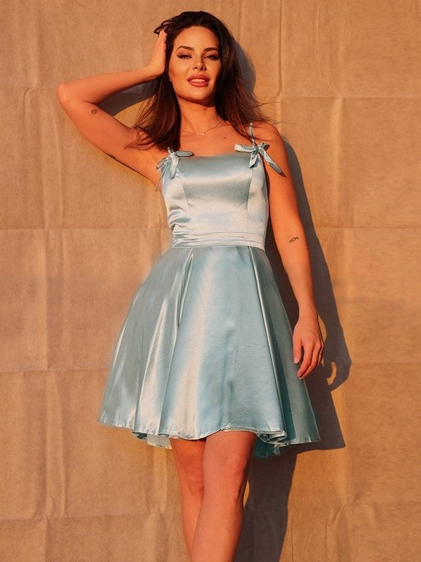 Ruffles Spaghetti A-Line/Princess Straps Sleeveless Short/Mini Homecoming Dresses