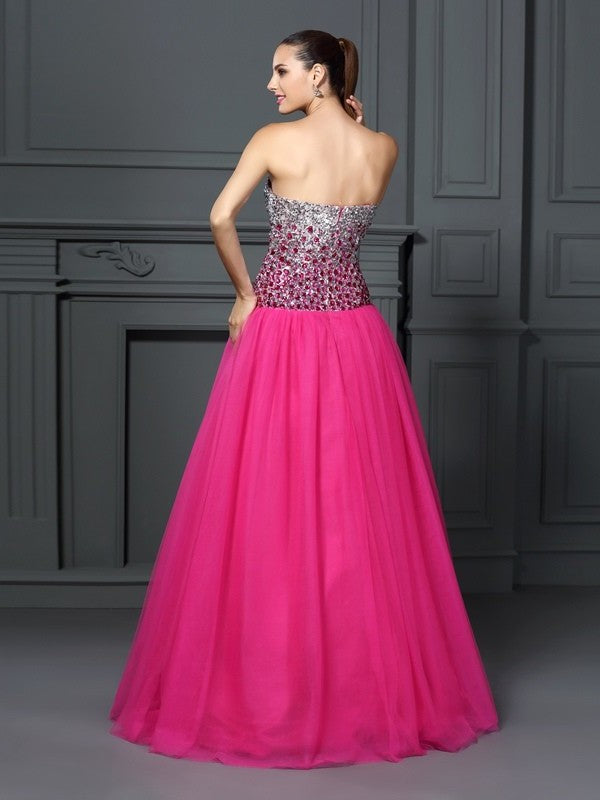 Sleeveless Long Gown Sweetheart Ball Organza Quinceanera Dresses