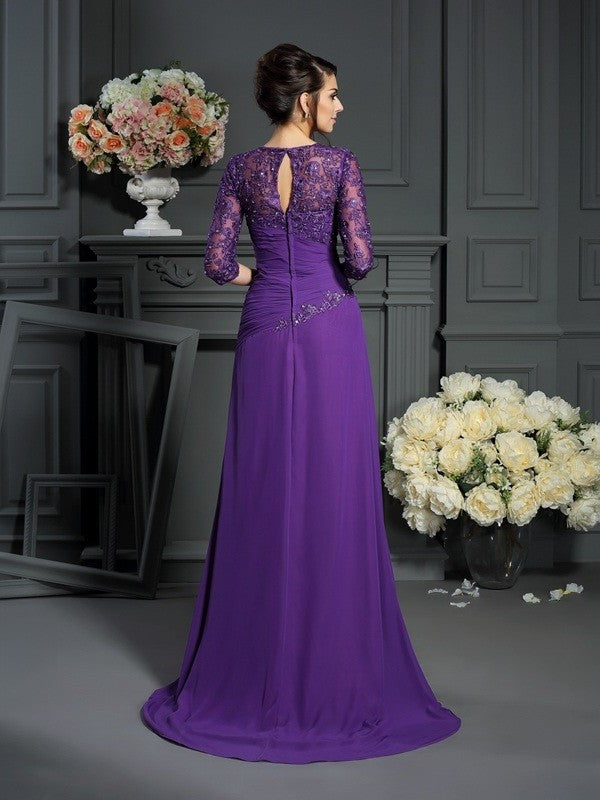 1/2 A-Line/Princess Mother Long Sweetheart Chiffon Sleeves of Applique the Bride Dresses