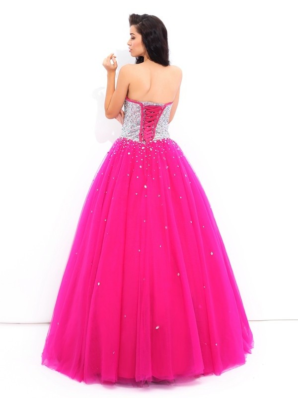 Gown Sleeveless Ball Beading Long Sweetheart Satin Quinceanera Dresses