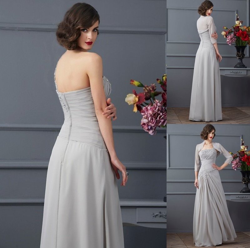 Chiffon A-Line/Princess Long of Mother One-Shoulder Sleeveless Beading the Bride Dresses