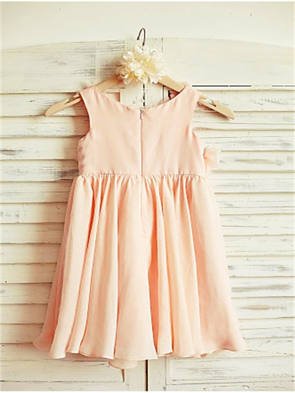 Tea-Length Chiffon A-line/Princess Sleeveless Ruched Straps Flower Girl Dresses