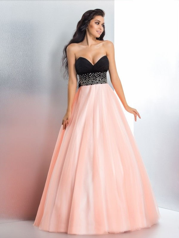 Sleeveless Beading Ball Long Sweetheart Gown Satin Quinceanera Dresses