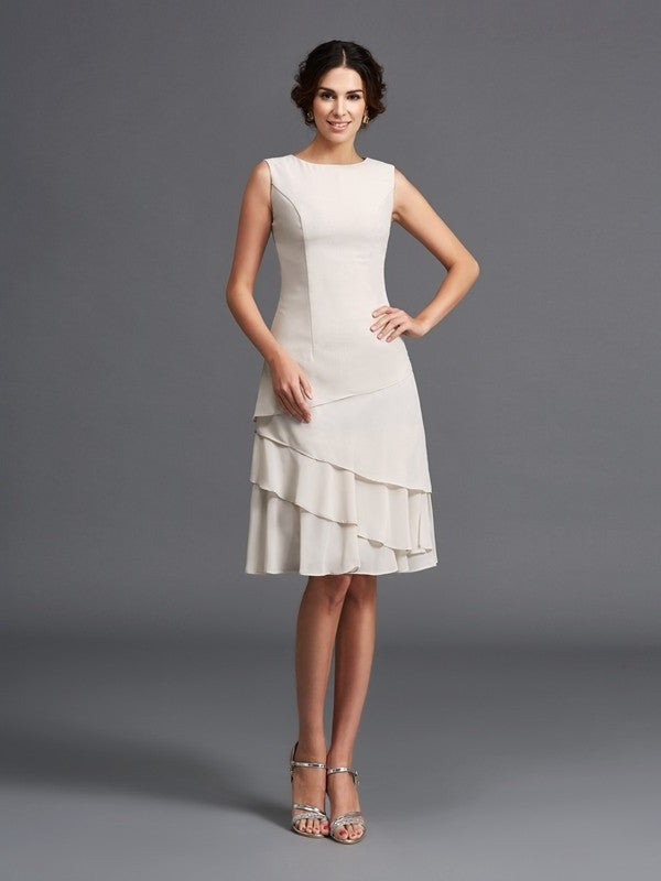 Straps of Chiffon A-Line/Princess Sleeveless Layers Mother Short the Bride Dresses