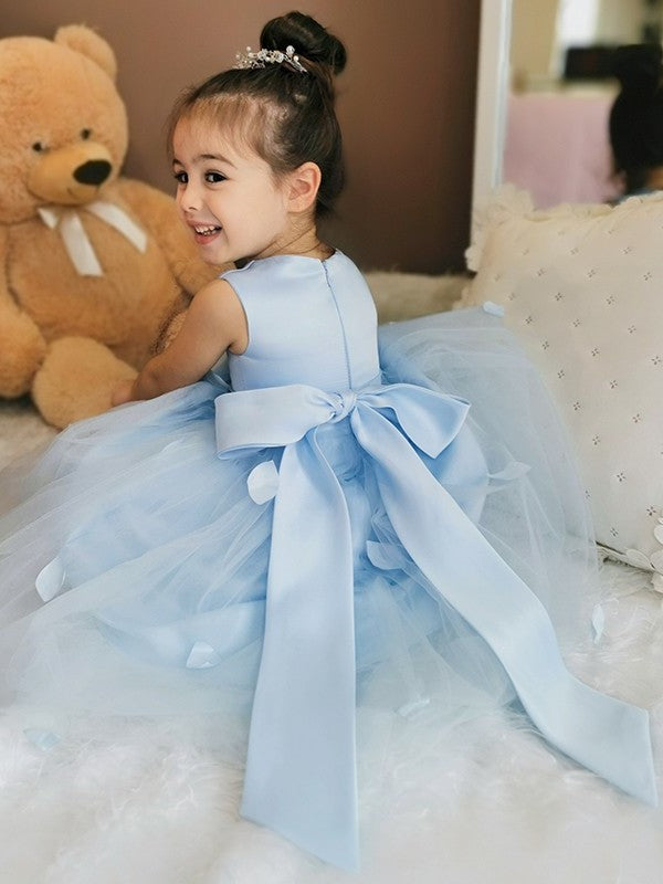 Hand-Made Tulle Ankle-Length Sleeveless A-Line/Princess Flower Scoop Flower Girl Dresses