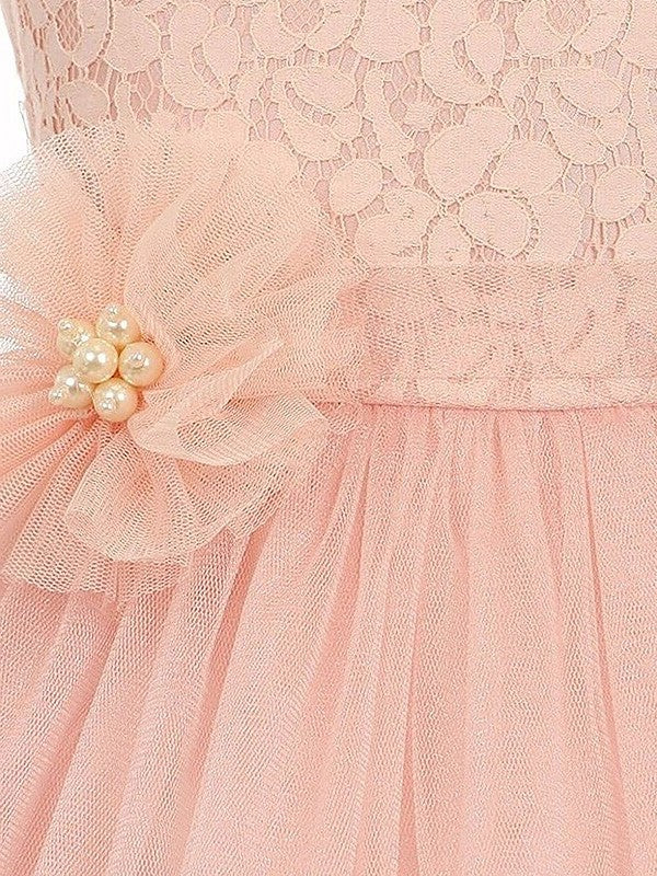 Tulle Sleeveless Ankle-Length A-line/Princess Scoop Sash/Ribbon/Belt Flower Girl Dresses