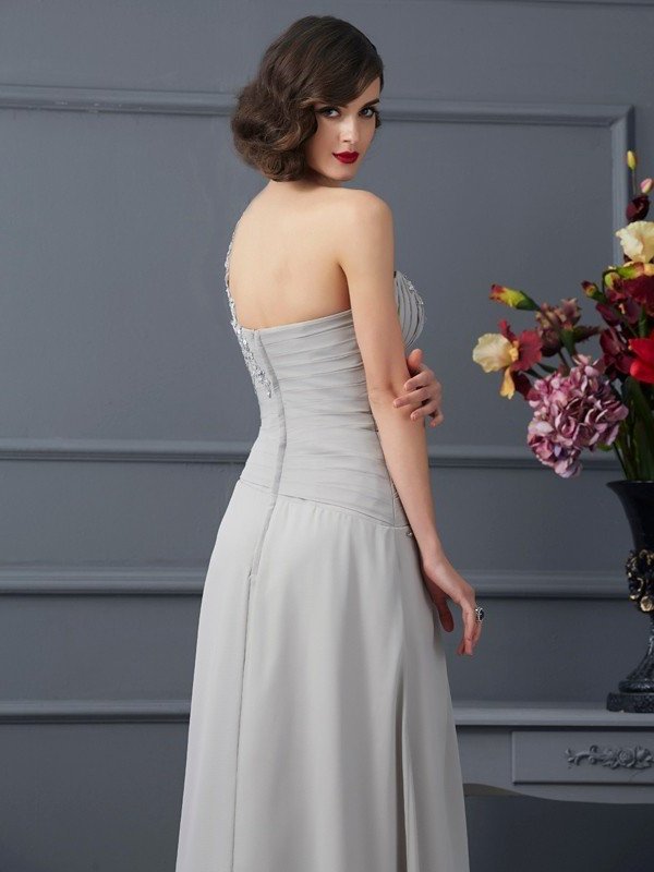 Chiffon A-Line/Princess Long of Mother One-Shoulder Sleeveless Beading the Bride Dresses