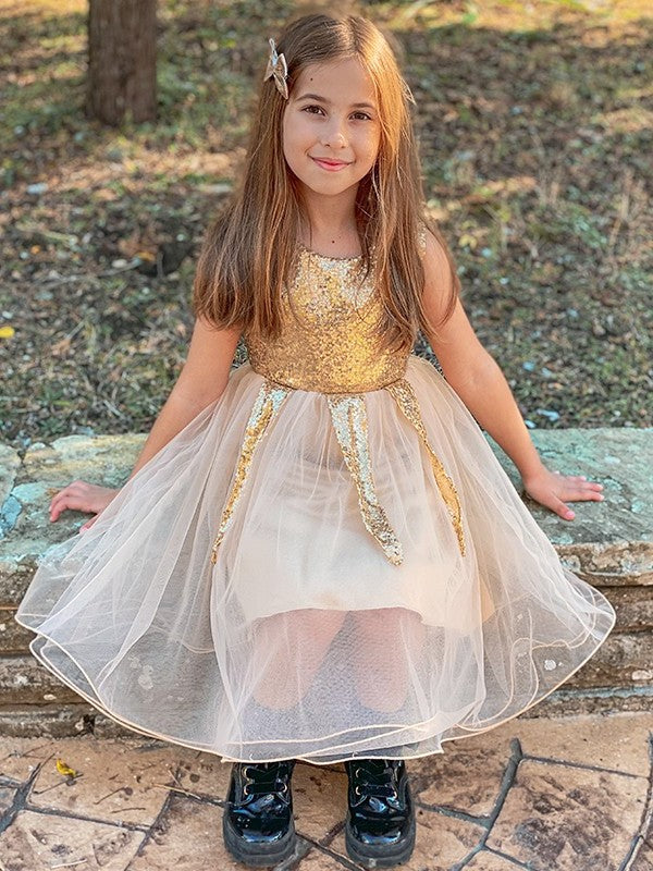 Sequin Short/Mini Scoop Tulle Sleeveless A-Line/Princess Flower Girl Dresses