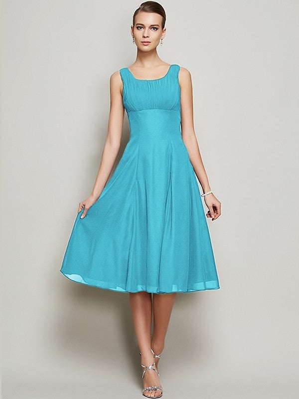 Sleeveless A-Line/Princess Pleats Straps Short Chiffon Bridesmaid Dresses