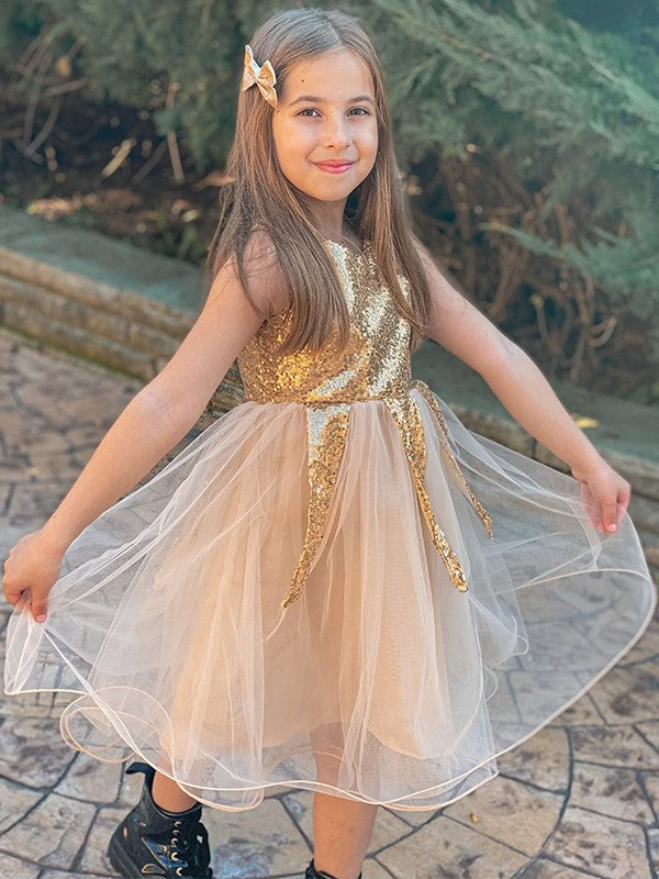 Sequin Short/Mini Scoop Tulle Sleeveless A-Line/Princess Flower Girl Dresses