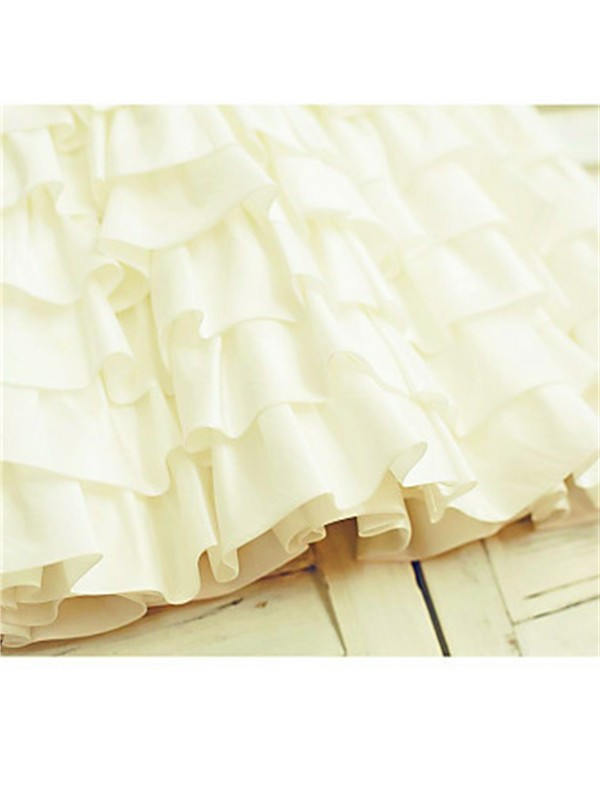 A-line/Princess Sleeveless Tea-Length Chiffon Straps Layers Flower Girl Dresses