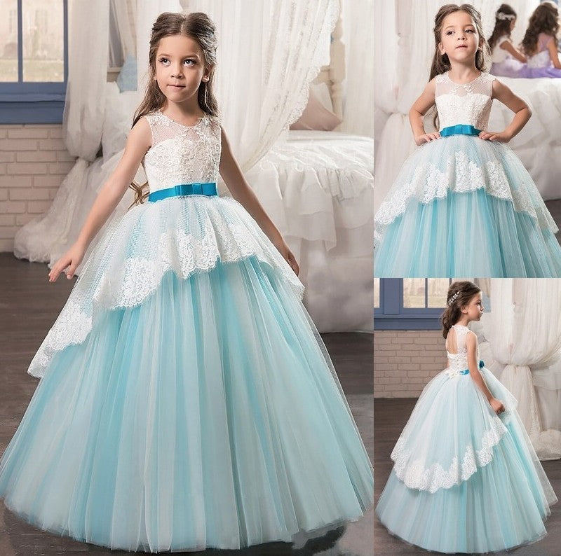 Jewel Gown Sleeveless Sash/Ribbon/Belt Tulle Floor-Length Ball Flower Girl Dresses