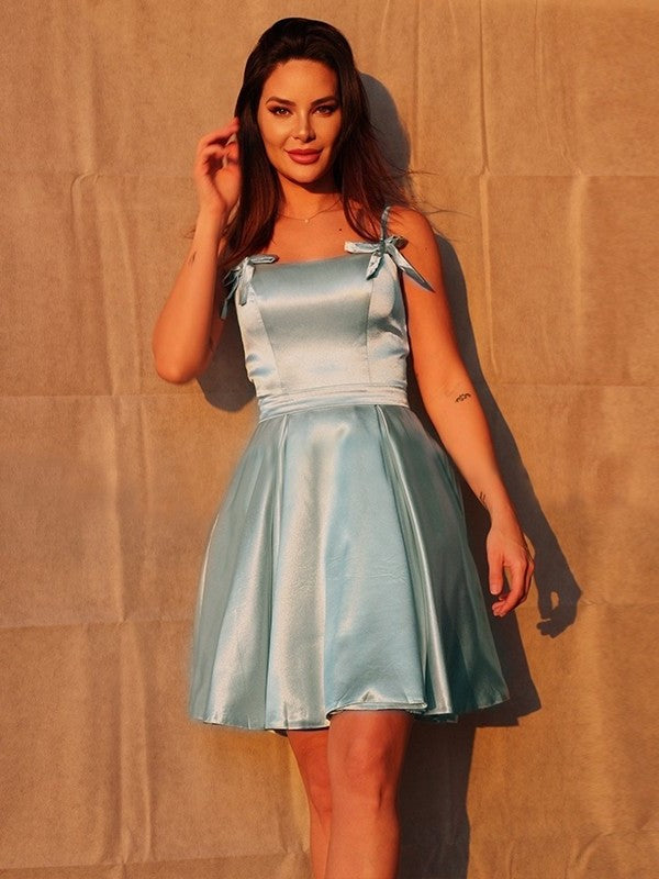 Ruffles Spaghetti A-Line/Princess Straps Sleeveless Short/Mini Homecoming Dresses