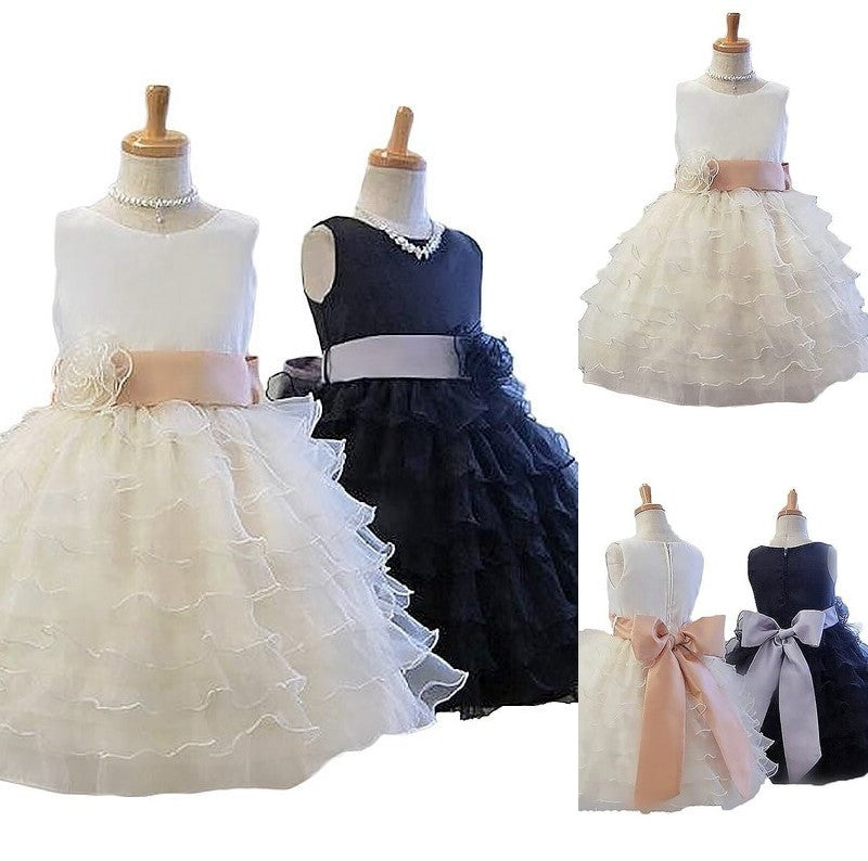 Tulle A-Line/Princess Sleeveless Flower Jewel Hand-Made Short/Mini Flower Girl Dresses