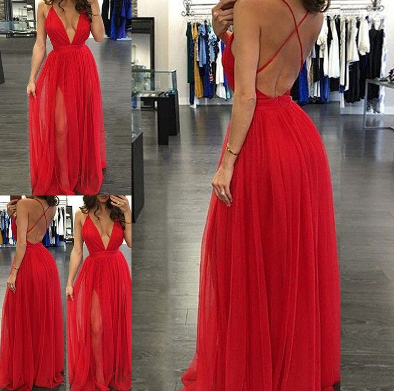 A-Line/Princess Sleeveless Straps Spaghetti Floor-Length Chiffon Dresses