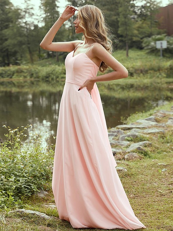 Chiffon A-Line/Princess Sweetheart Sleeveless Sash/Ribbon/Belt Floor-Length Bridesmaid Dresses