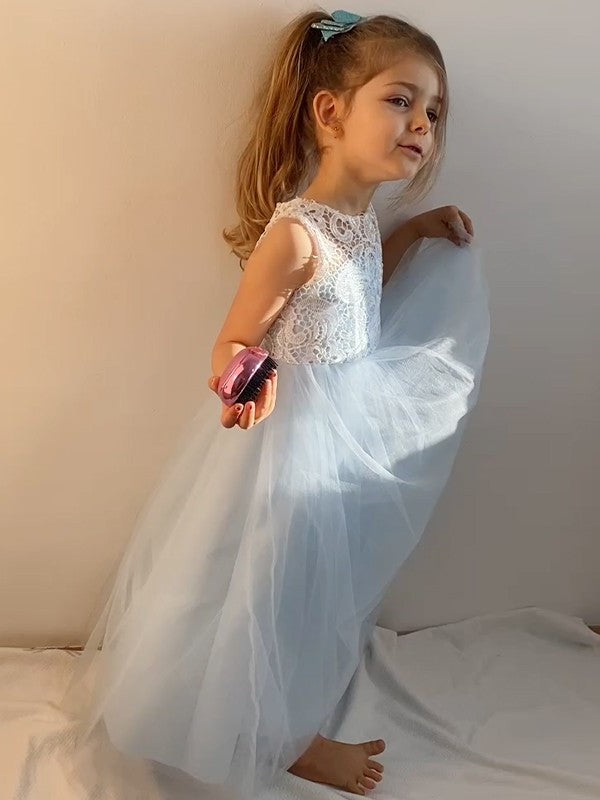 Scoop Tulle Sleeveless Ankle-Length Lace A-Line/Princess Flower Girl Dresses